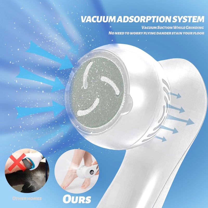 Doeean Electric Feet Foot Callus Remover Equipped with A Vacuum System Foot Scrubber 17 in 1 Professional Foot Care Tool Ipx6 Waterproof Rating for Removing Hard Cracks Dryness and Dead Skin (White) - Image 2